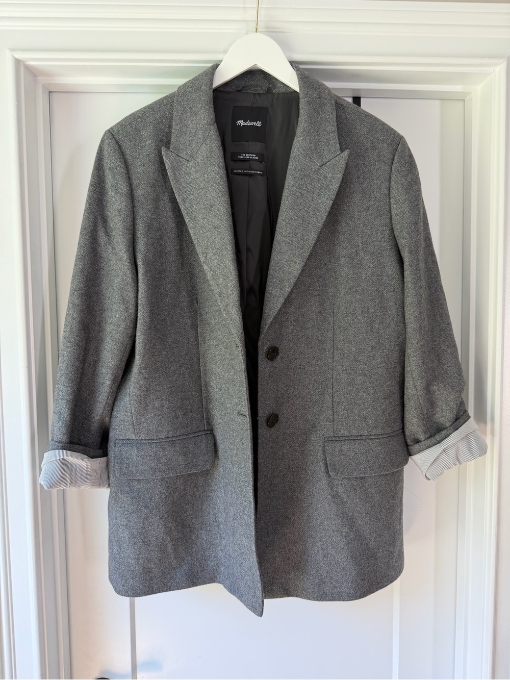 Madewell Bedford Oversized Blazer Gray Italian Fabric Womens Size (No Size Tag)